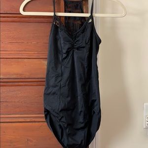 Balera girls black lace leotard dance large LC